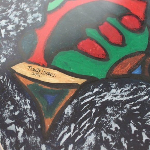 Original Painting Fish Tunji Idowu African Style - Picture 6 of 8